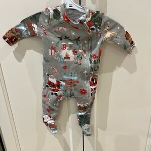 Pottery Barn Kids light green Holiday pajamas 0-3m